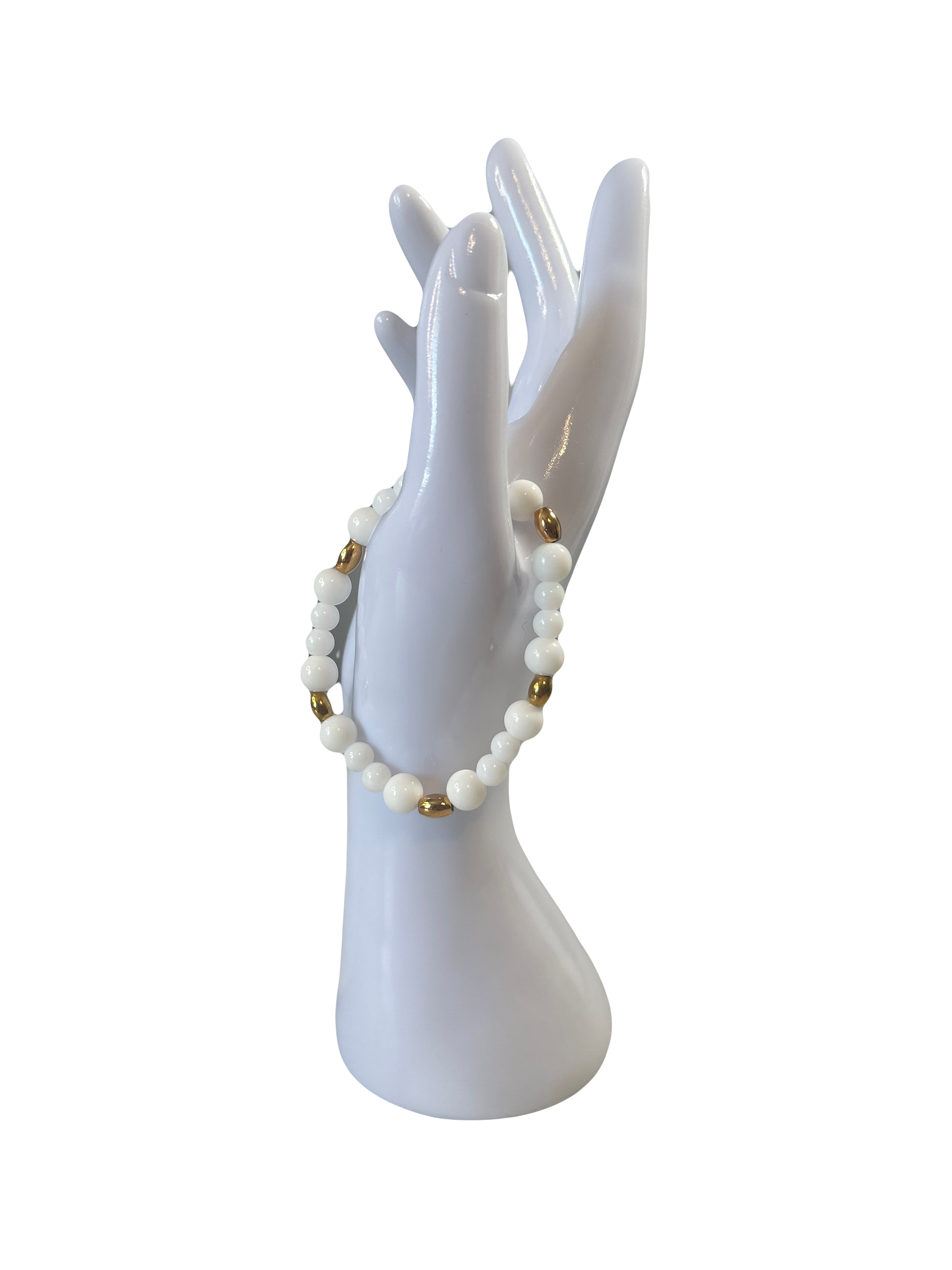 Bracelet acier inoxydable onyx blanc