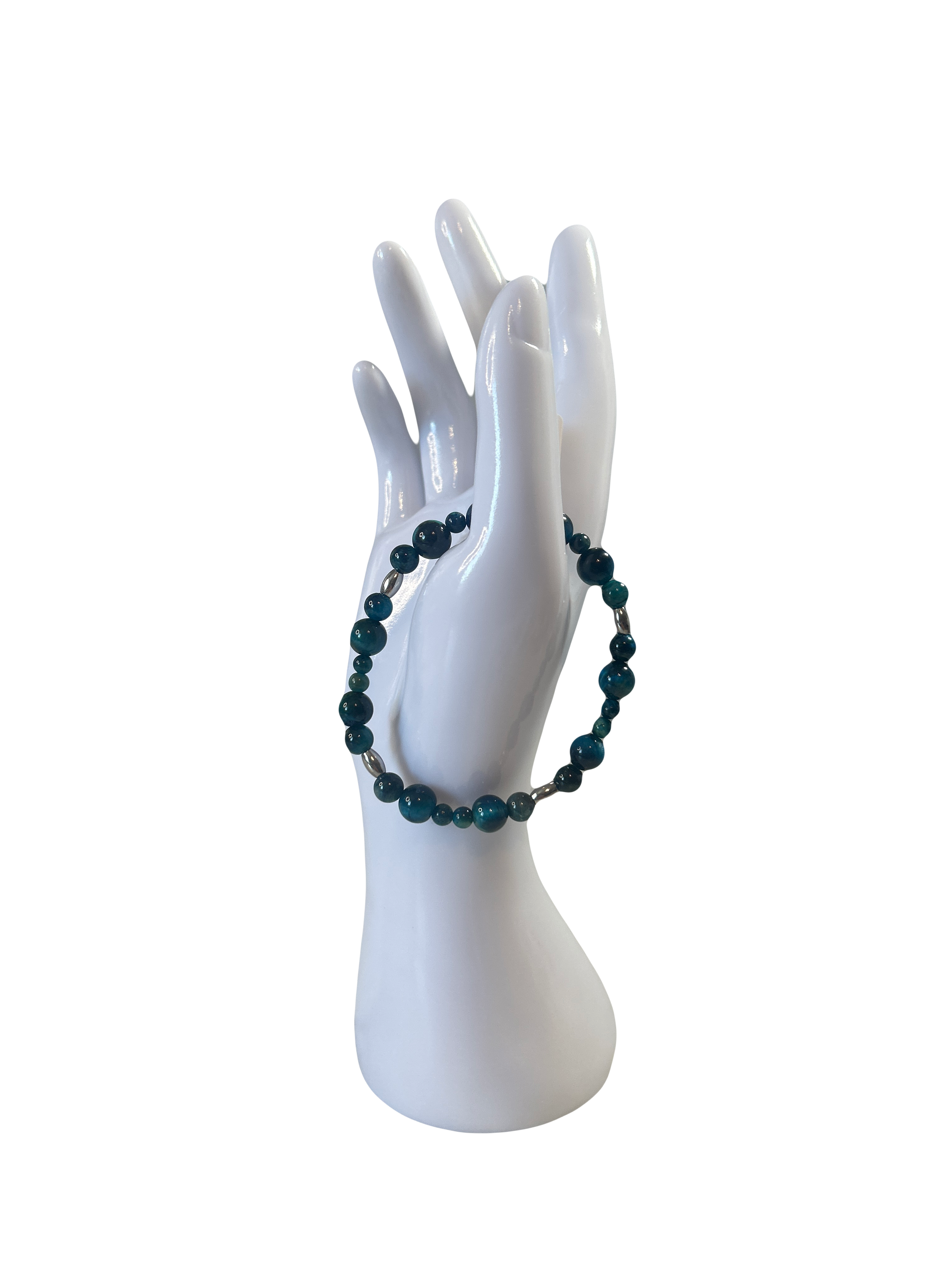 Bracelet acier inoxydable œil de tigre bleu