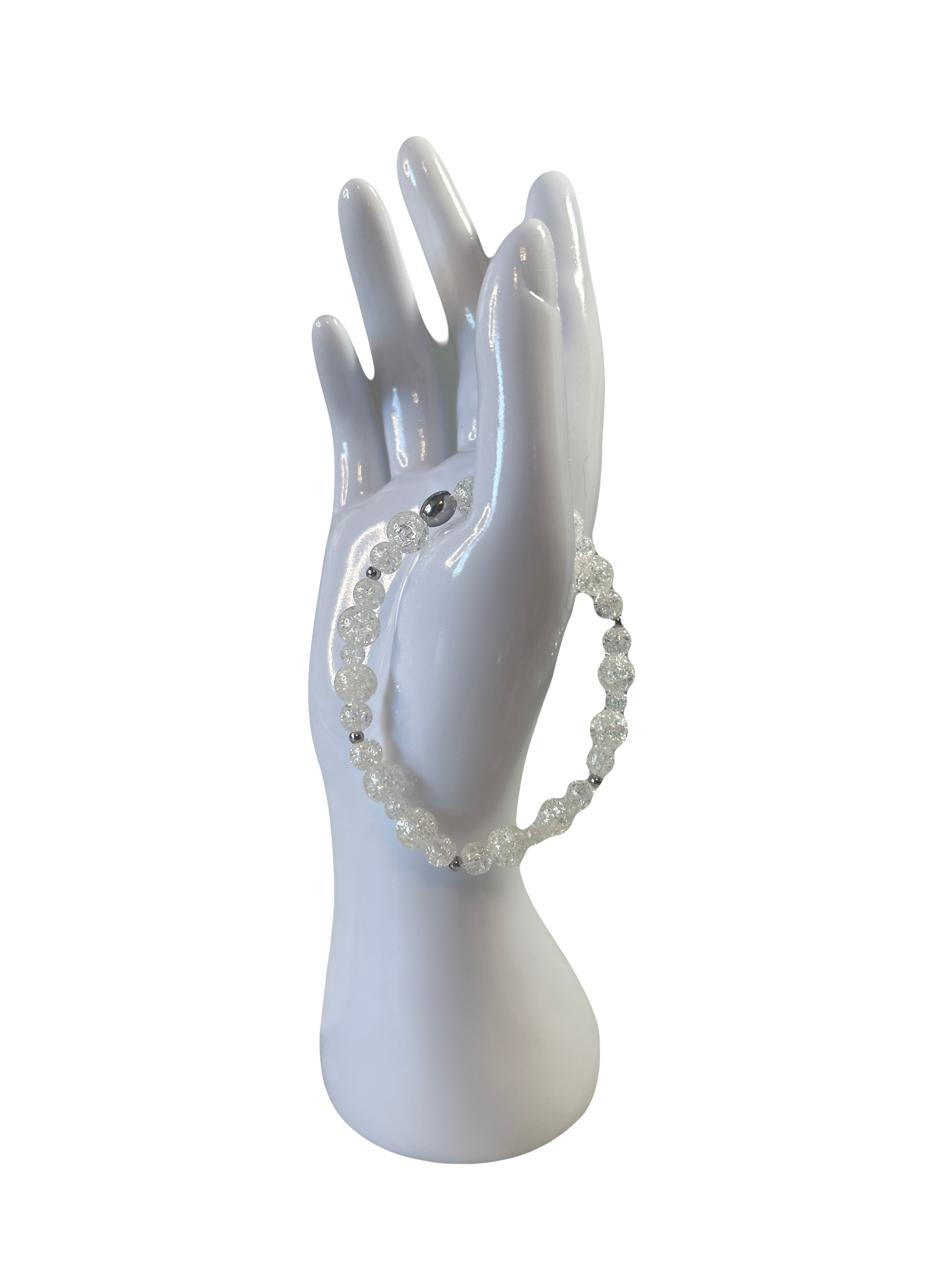 Bracelet acier inoxydable quartz naturel fissuré