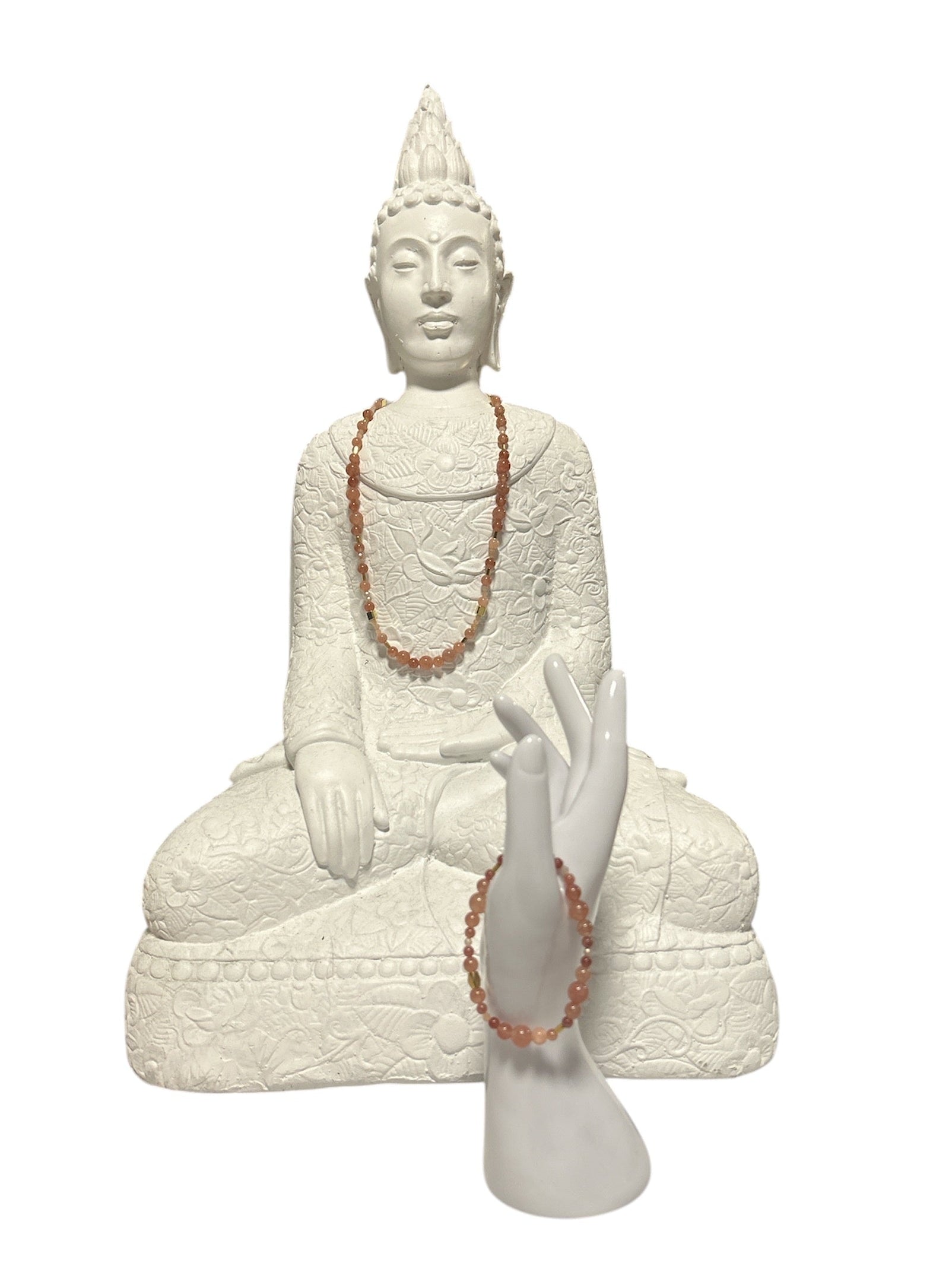 Ensemble collier et bracelet acier inoxydable pierre de soleil