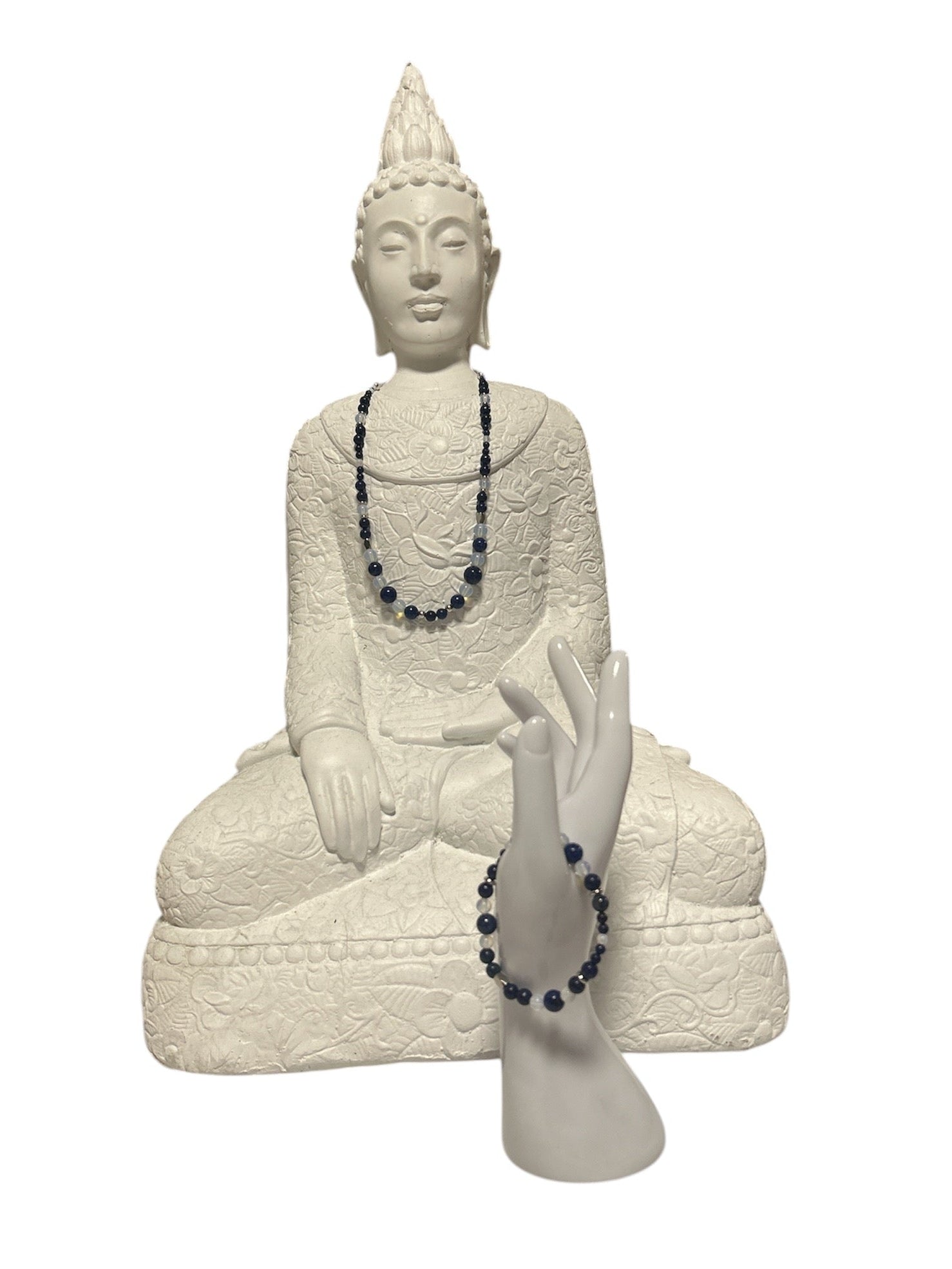 Ensemble collier et bracelet acier inoxydable Lapis Lazuli et Opaline