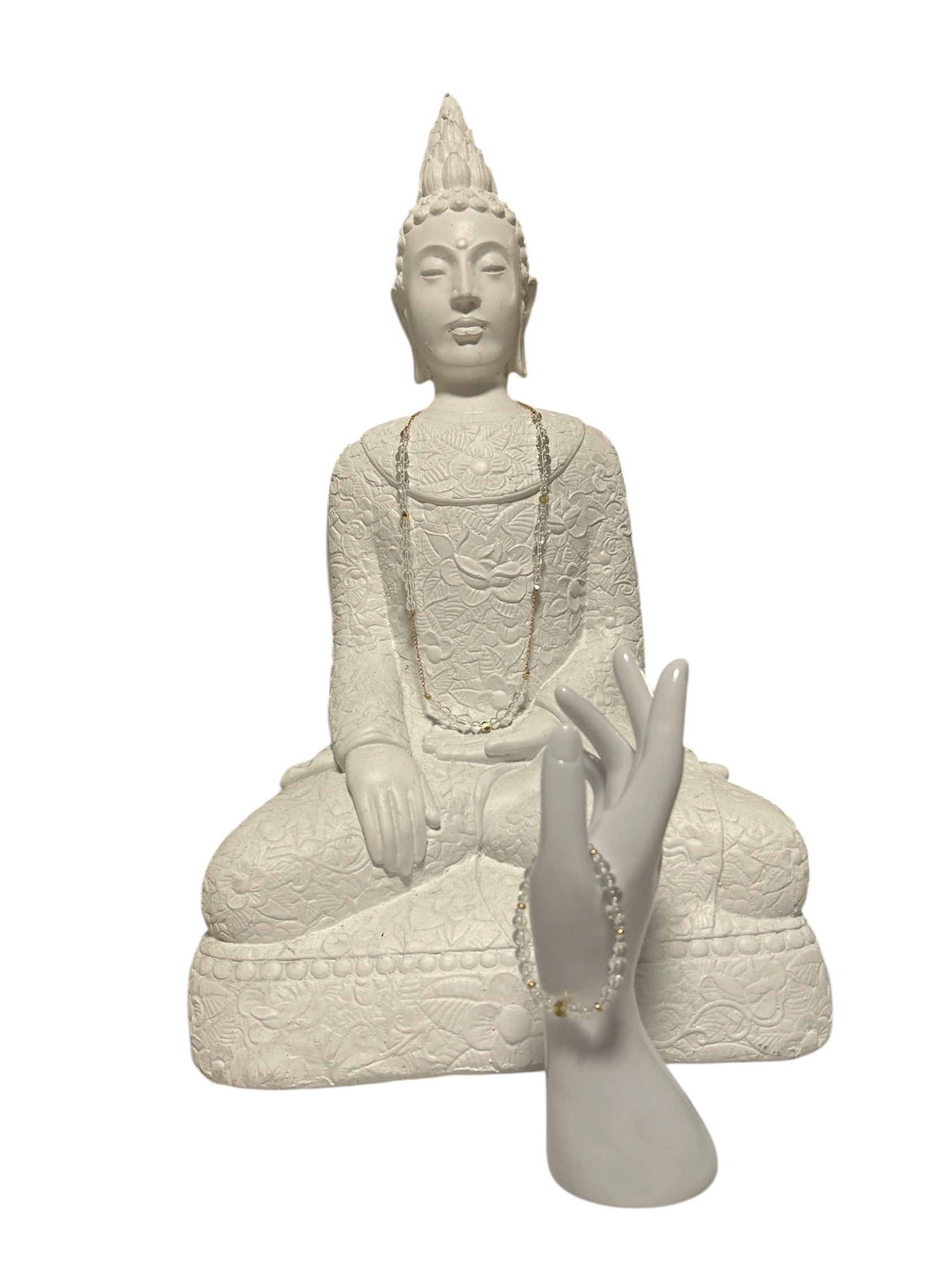 Ensemble collier et bracelet acier inoxydable Cristal de roche (Quartz clair)