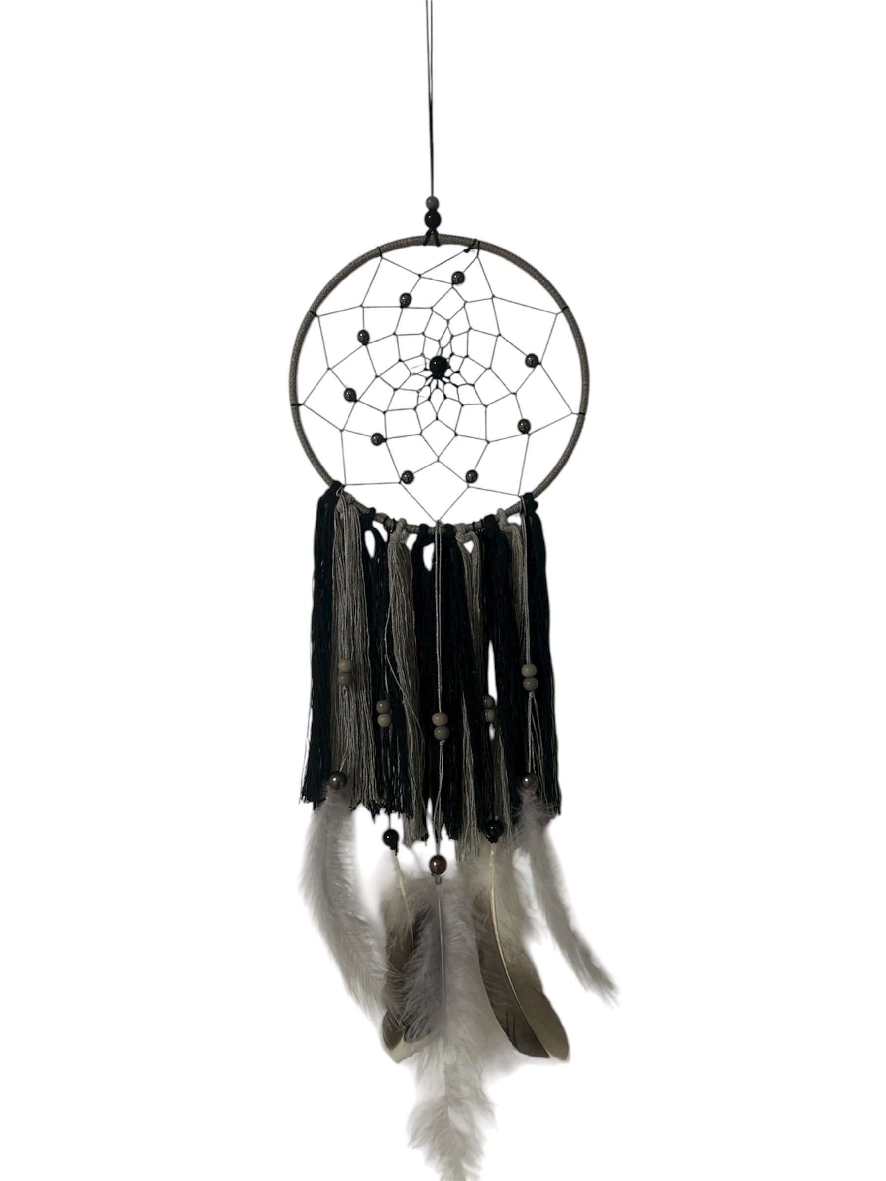 Capteur de rêve 6 pouces hématite et obsidienne