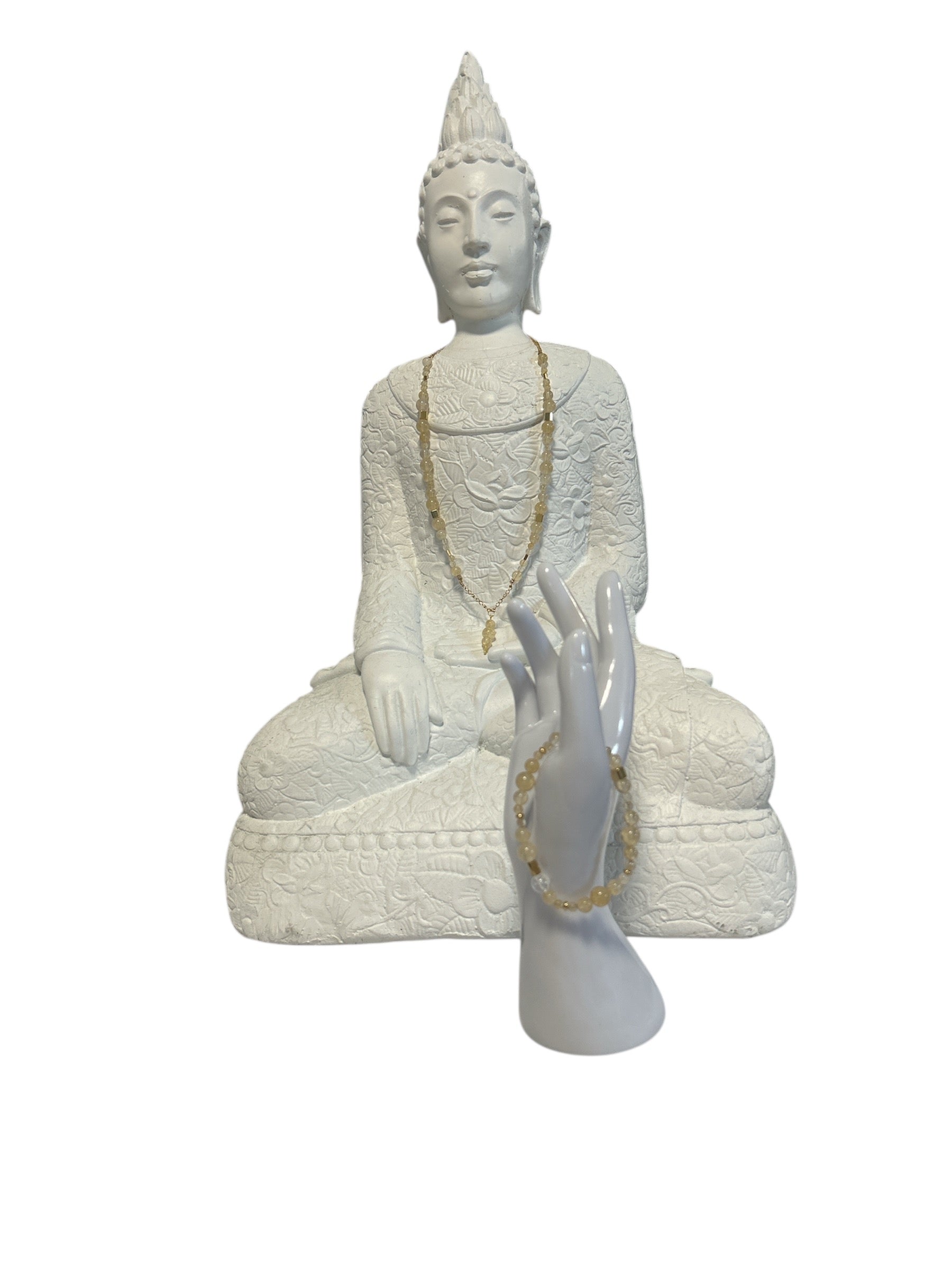 Ensemble collier et bracelet acier inoxydable Citrine