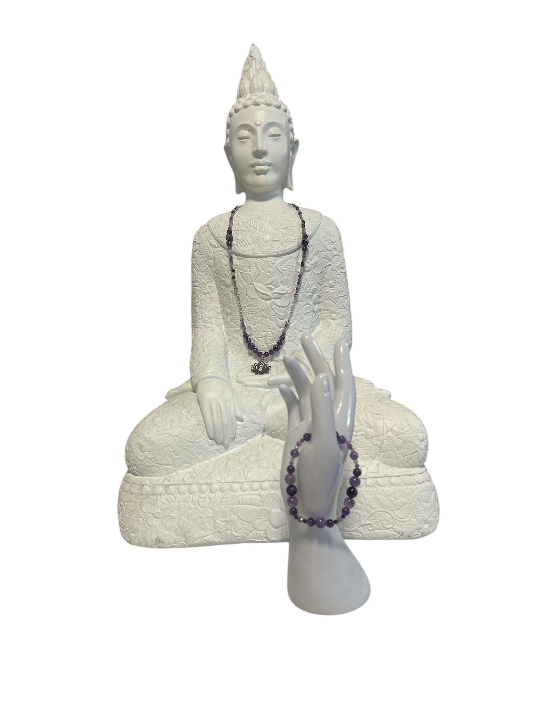 Ensemble collier et bracelet acier inoxydable Améthyste