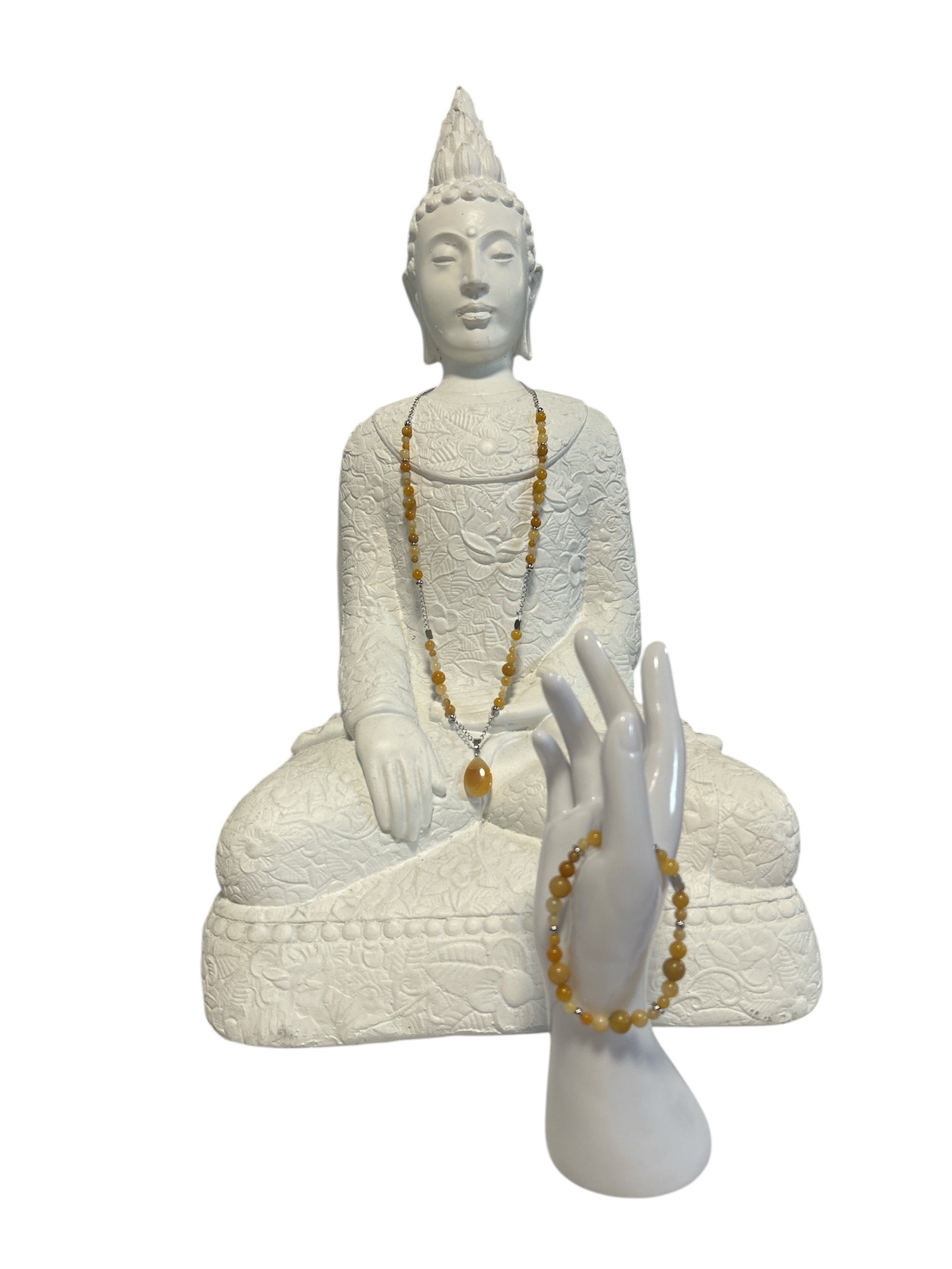 Ensemble collier et bracelet acier inoxydable Topaze