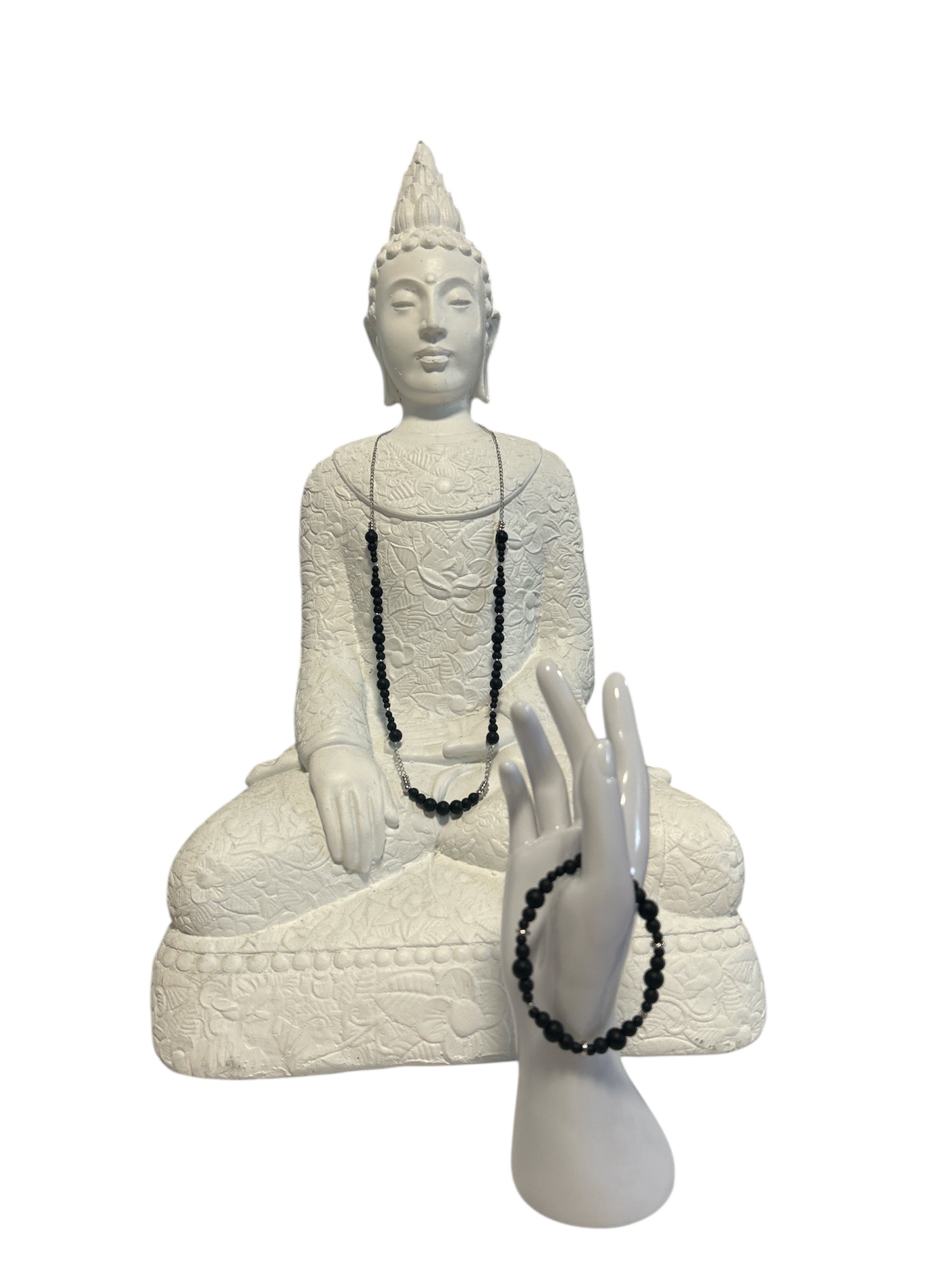 Ensemble collier et bracelet acier inoxydable Onyx mat