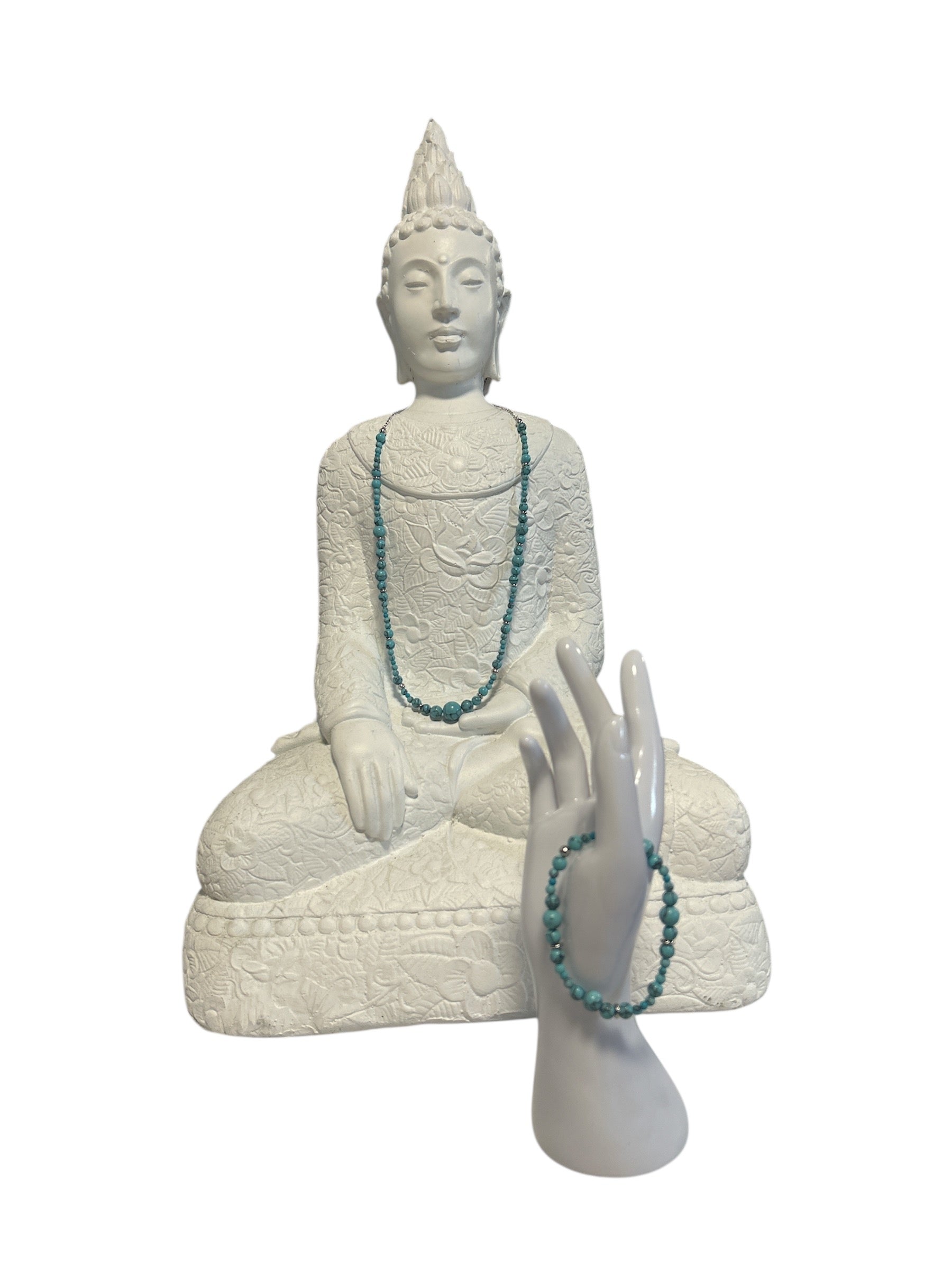 Ensemble collier et bracelet acier inoxydable turquoise