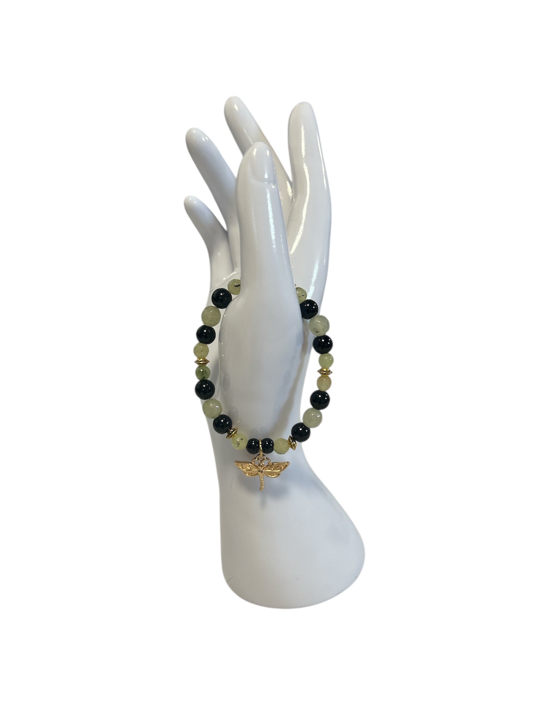 Bracelet Phrénite et obsidienne