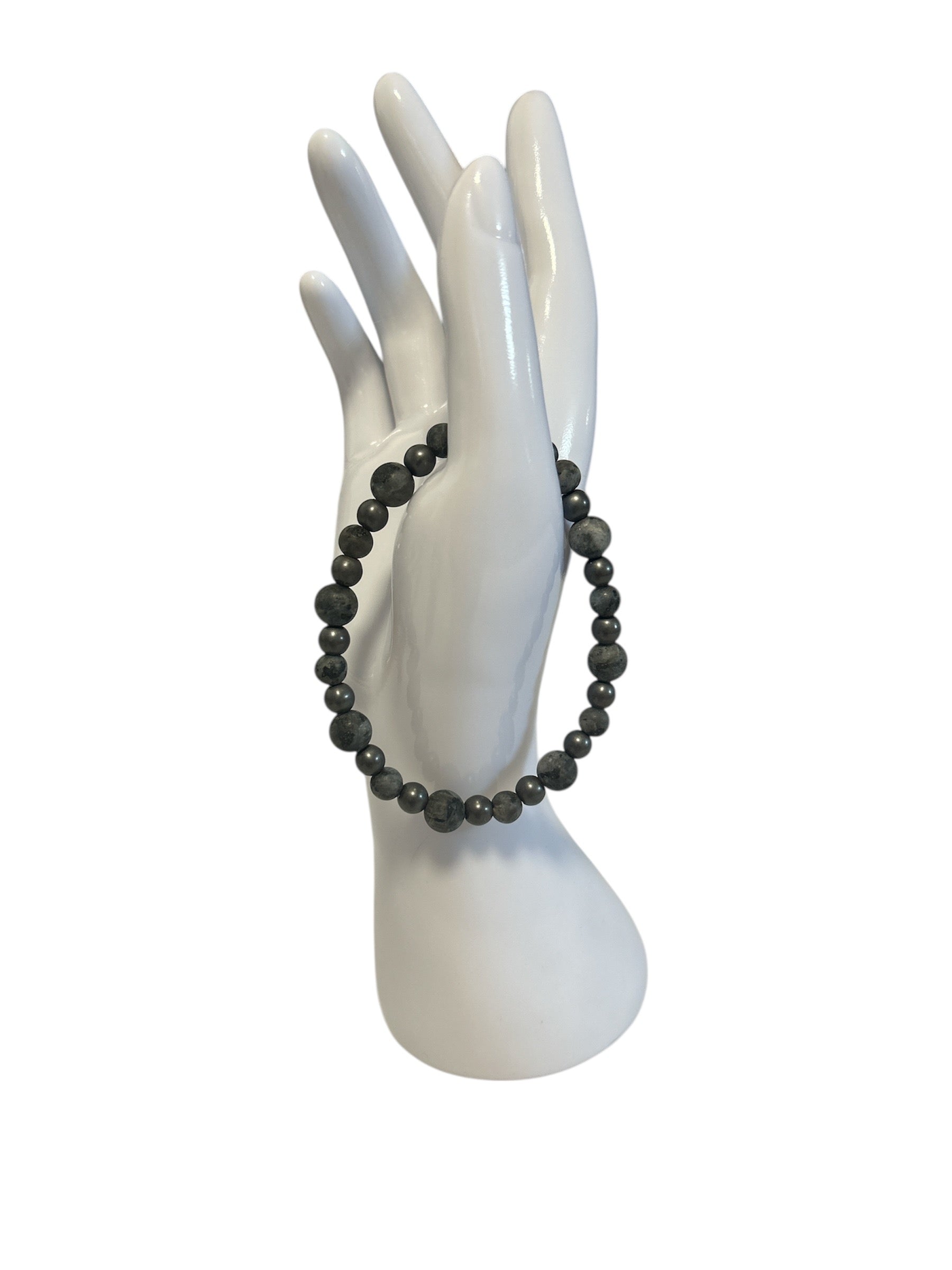 Larvikite et hématite brute homme