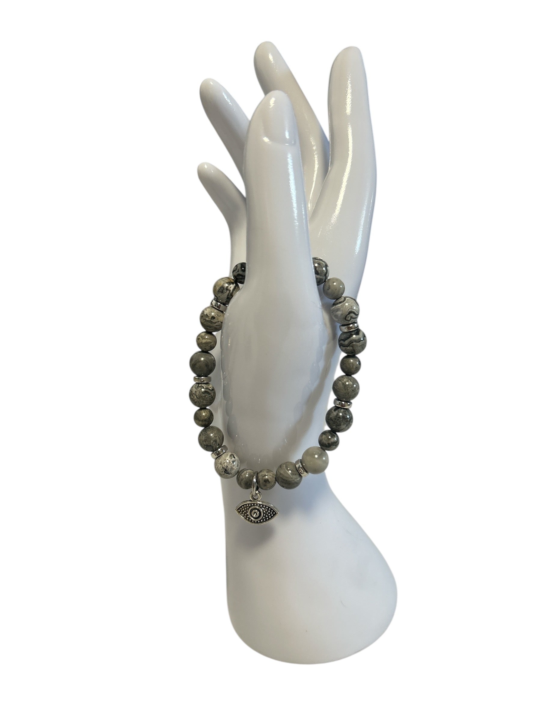 bracelet Jaspe gris homme