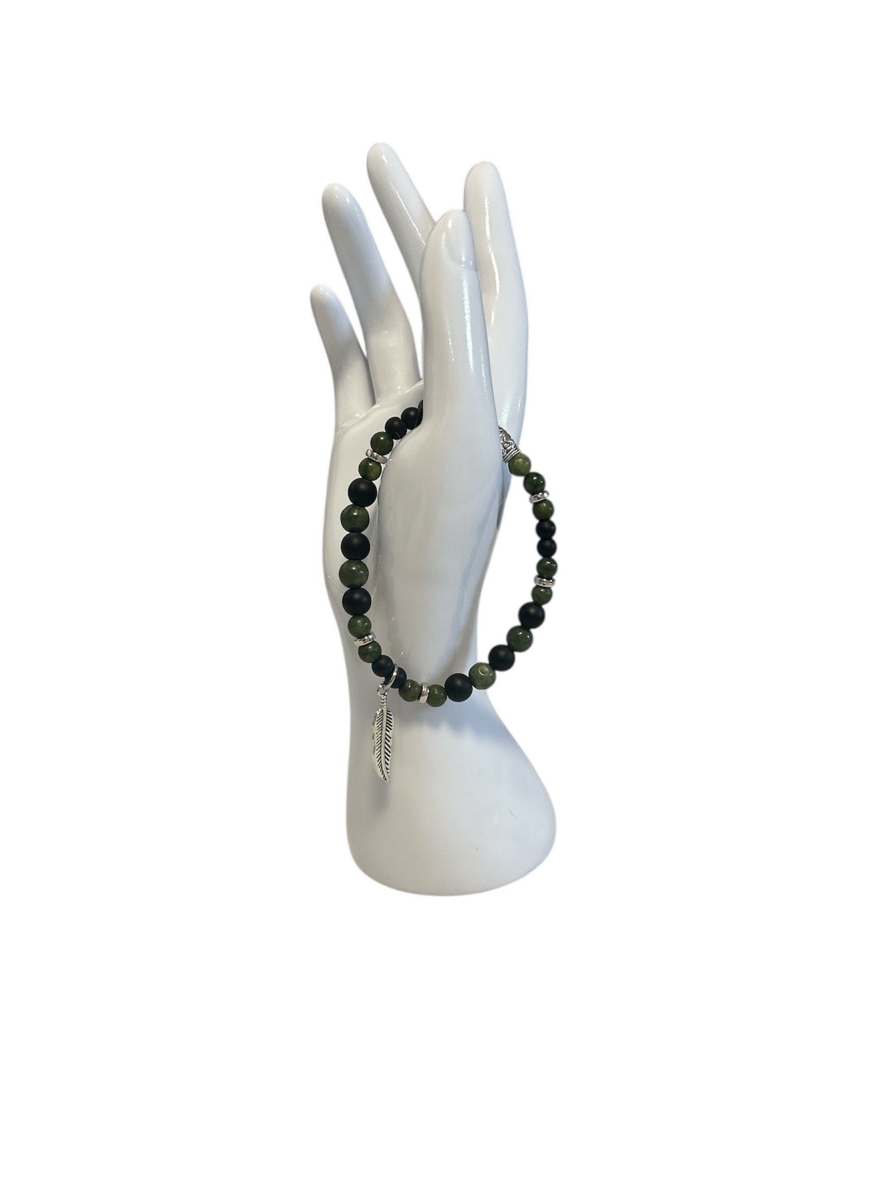 bracelet Jaspe vert et onyx mat