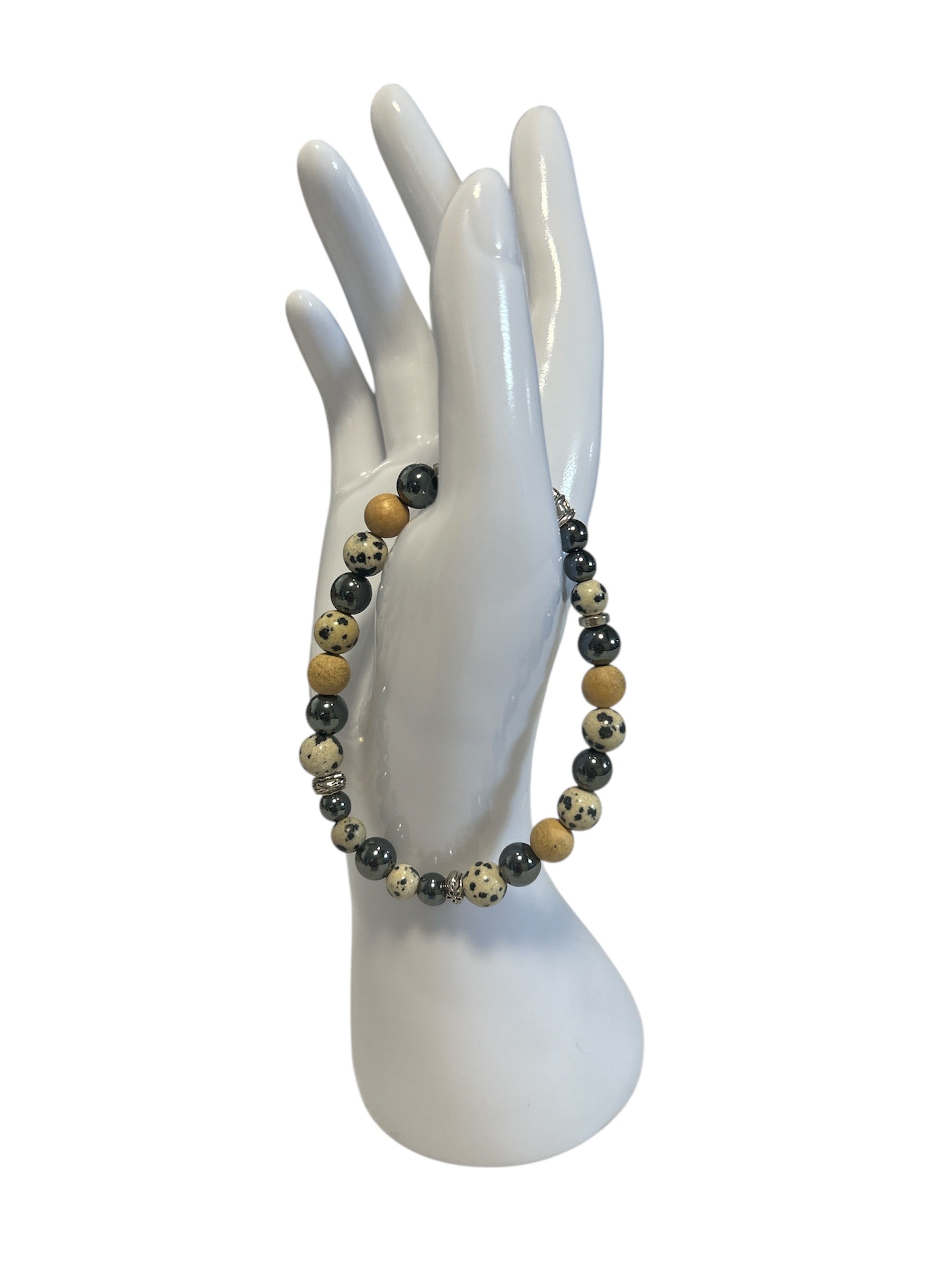 bracelet Hématite et jaspe dalmatien homme