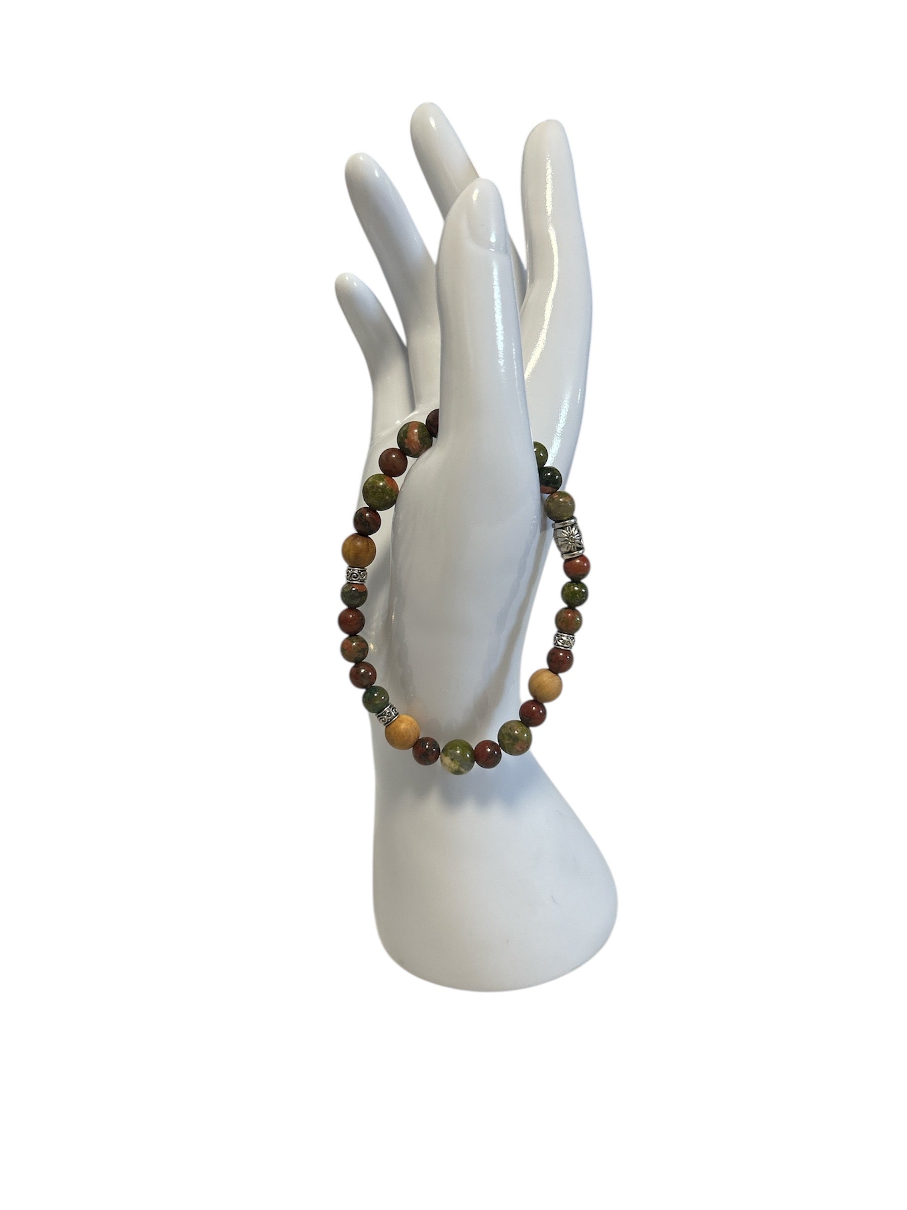 bracelet Pierre d’acajou et Unakite homme