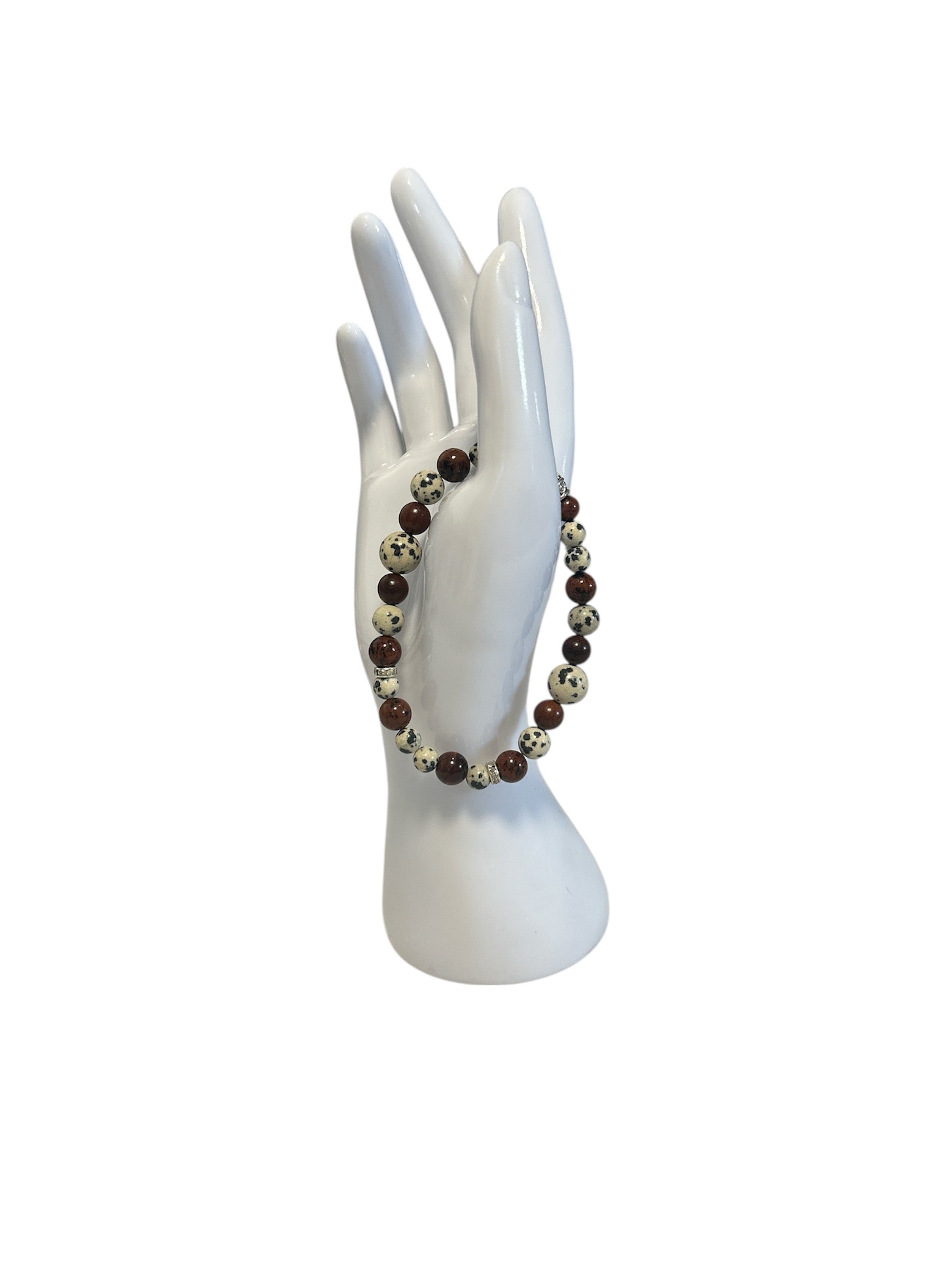 bracelet Œil de taureau et jaspe dalmatien homme