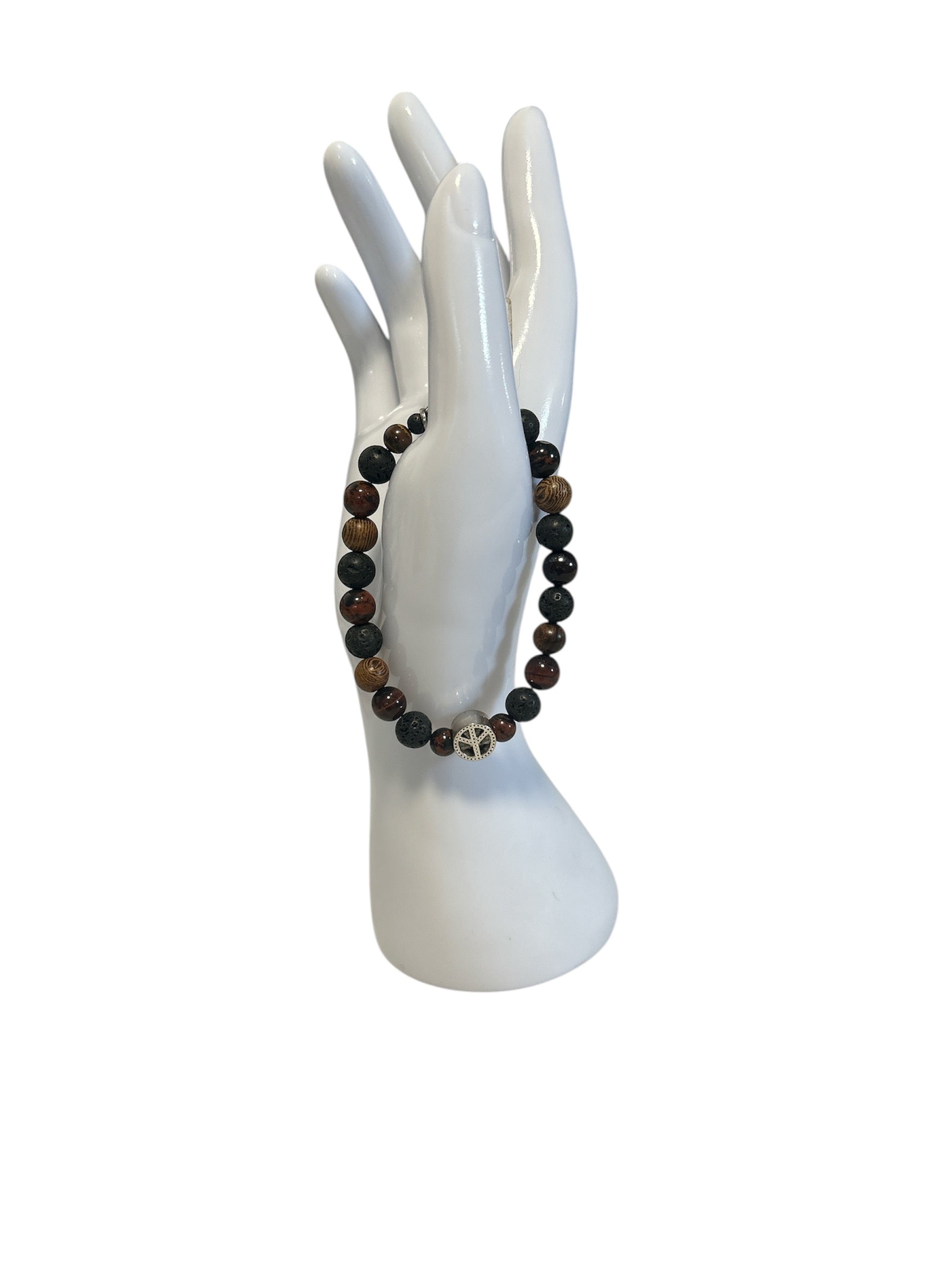 bracelet Œil de taureau et pierre de lave homme