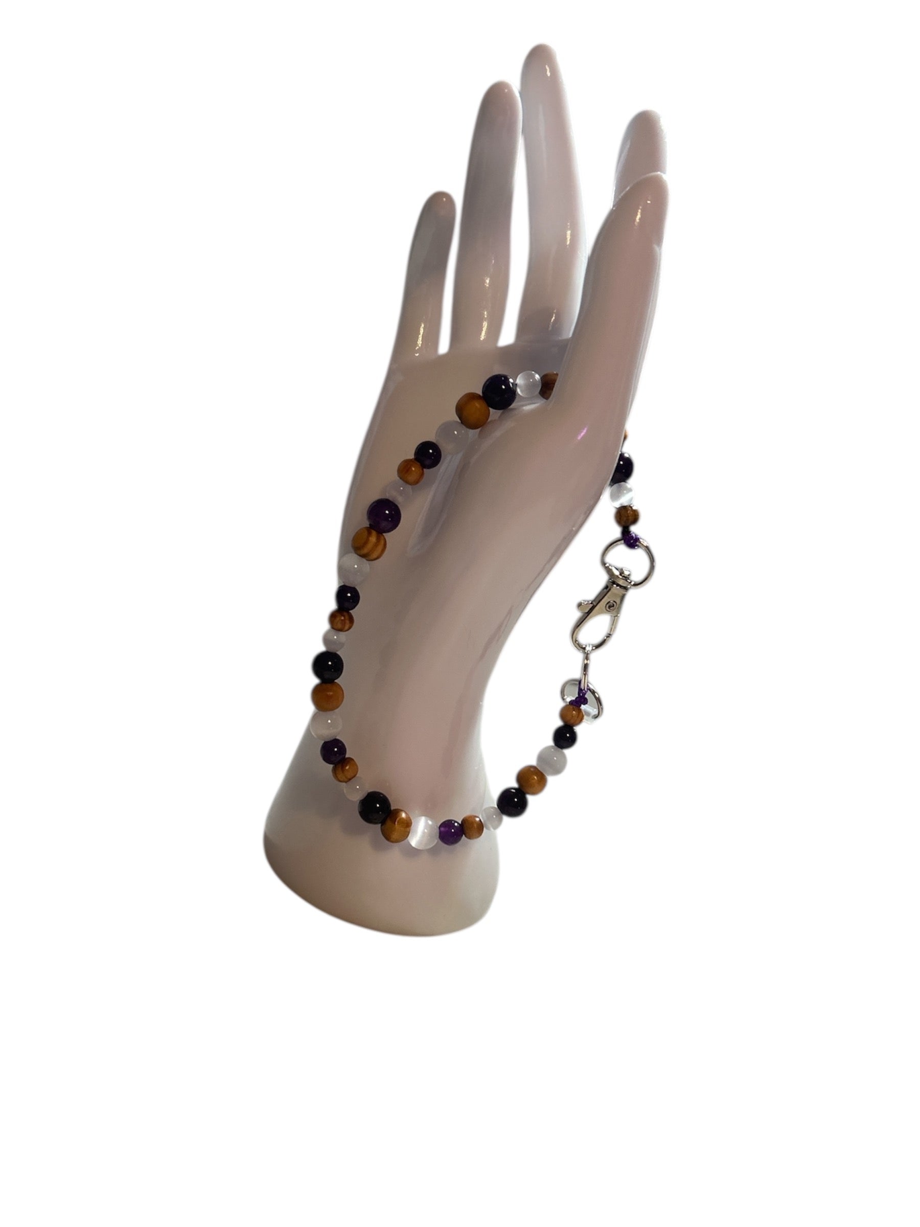 Attache cellulaire améthyste et pierre de lune