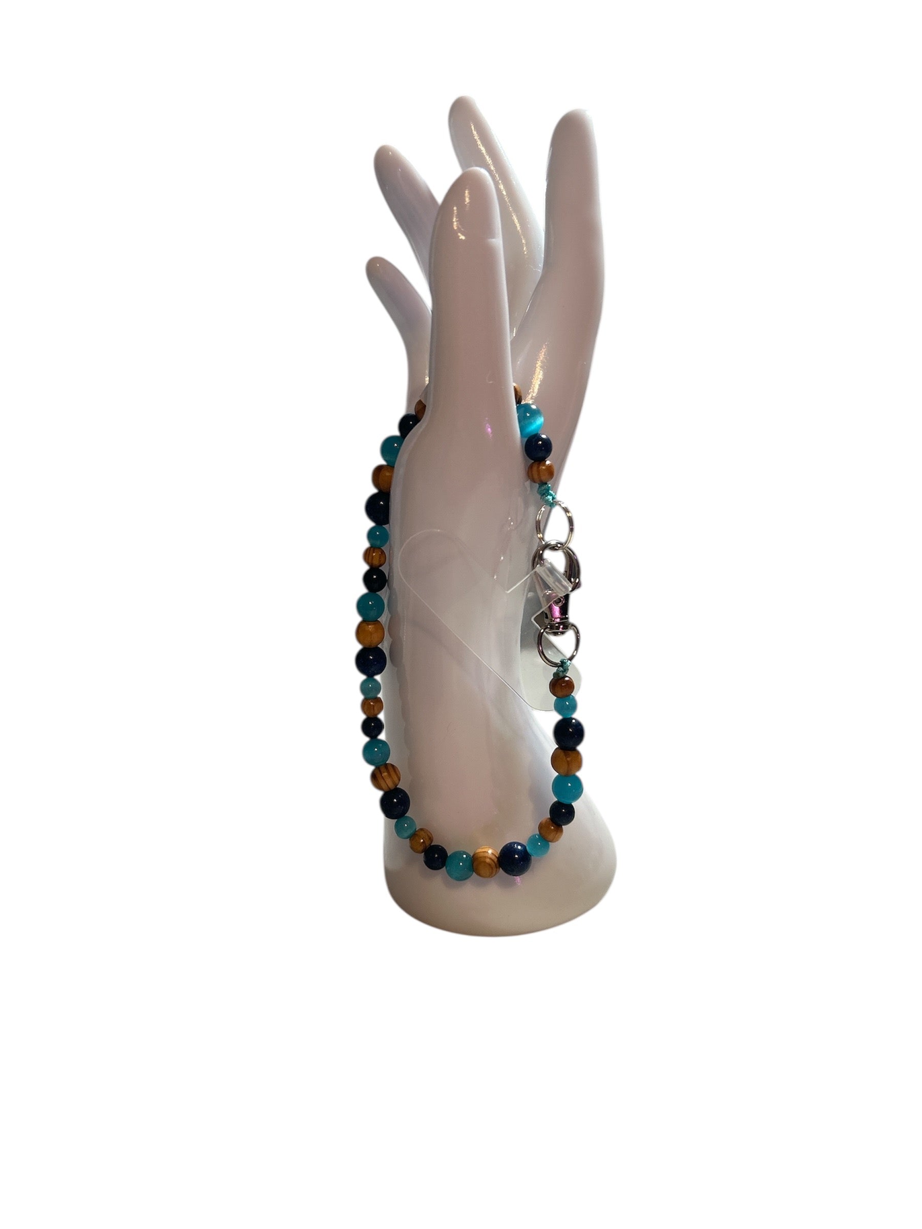 Attache cellulaire lapis lazuli et œil de chat bleu