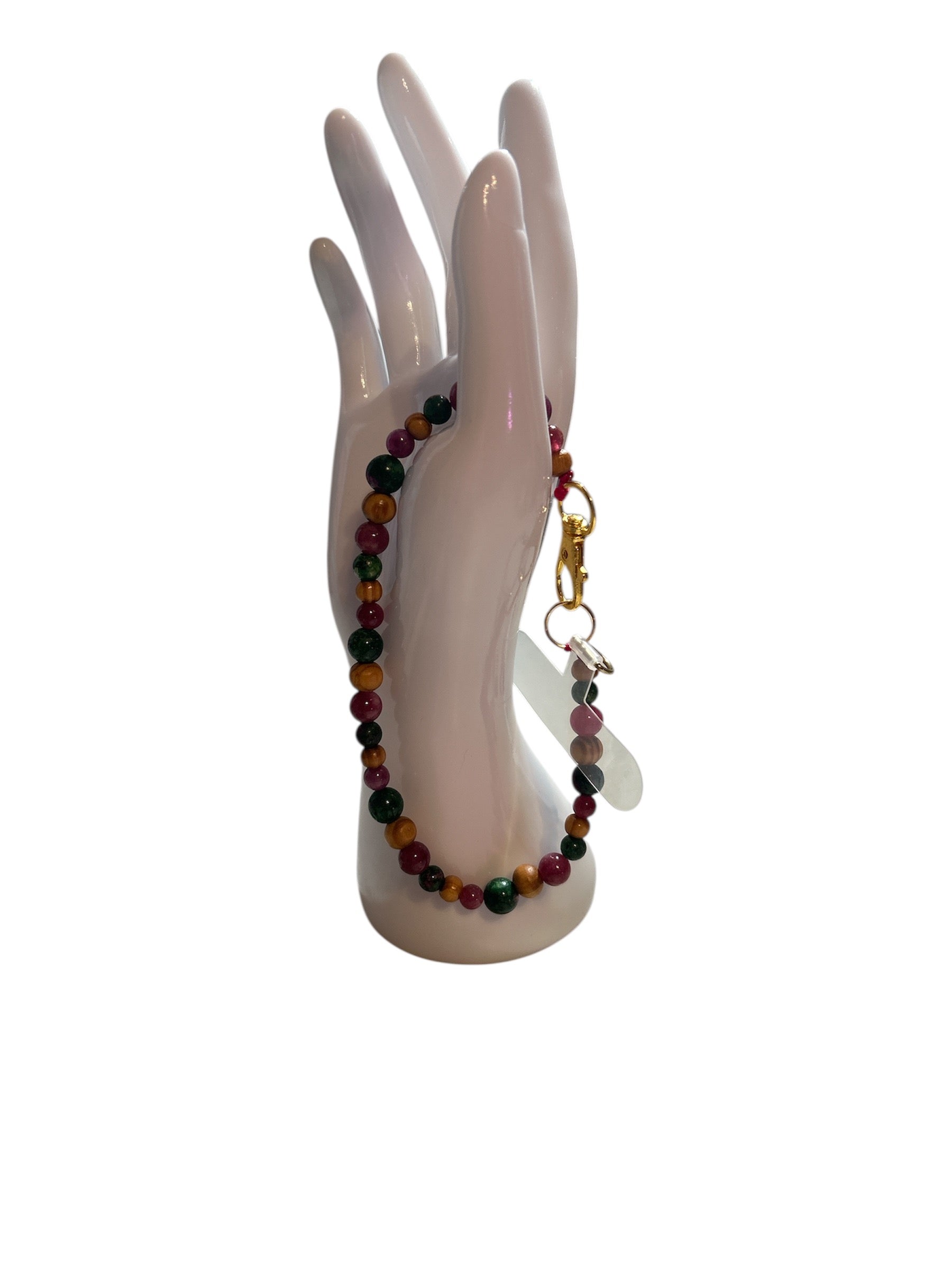 Attache cellulaire rubis zoïsite et lépidolite