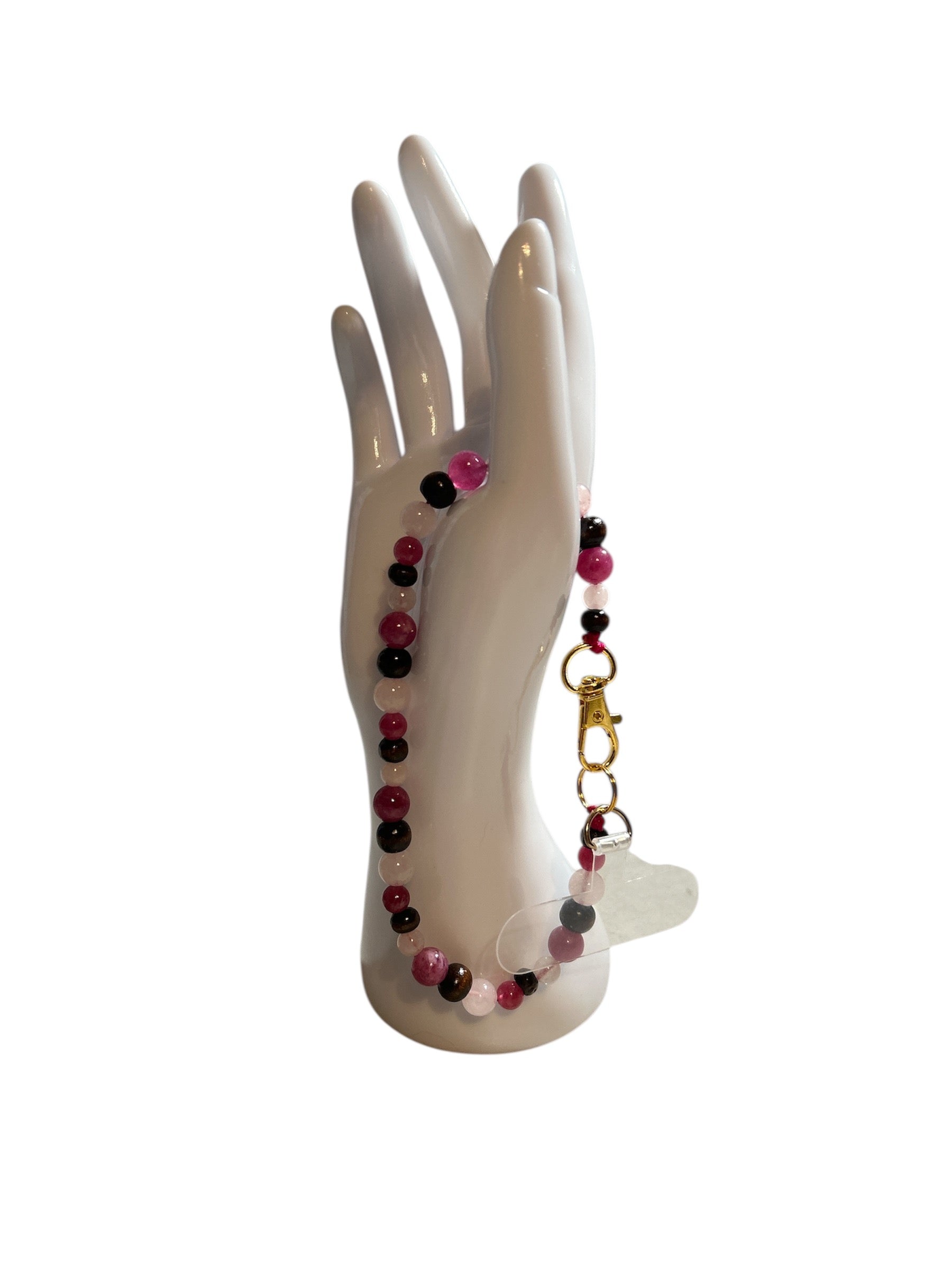 Attache cellulaire quartz rose et quartz fraise