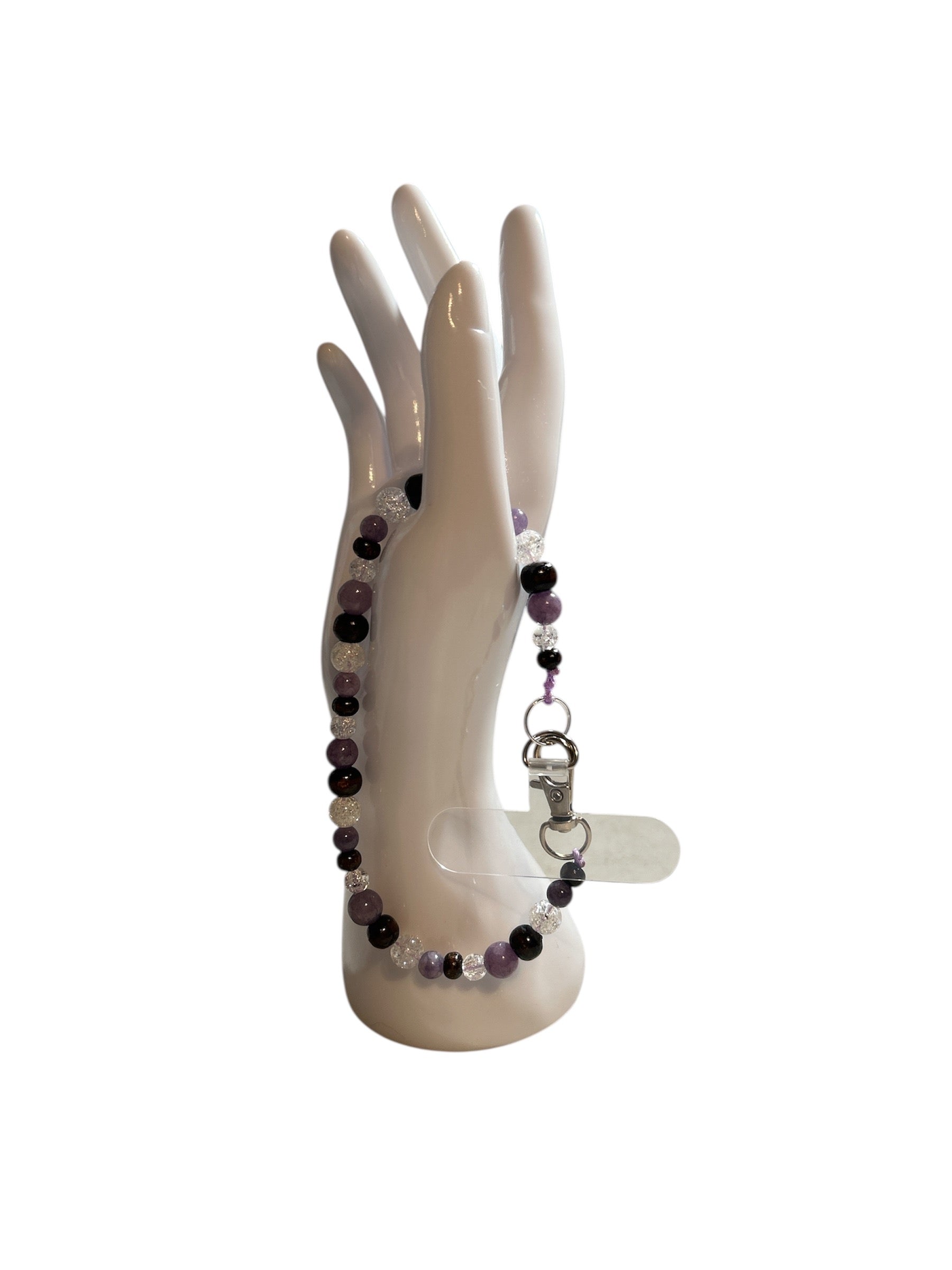 Attache cellulaire Angélite et quartz naturel fissuré