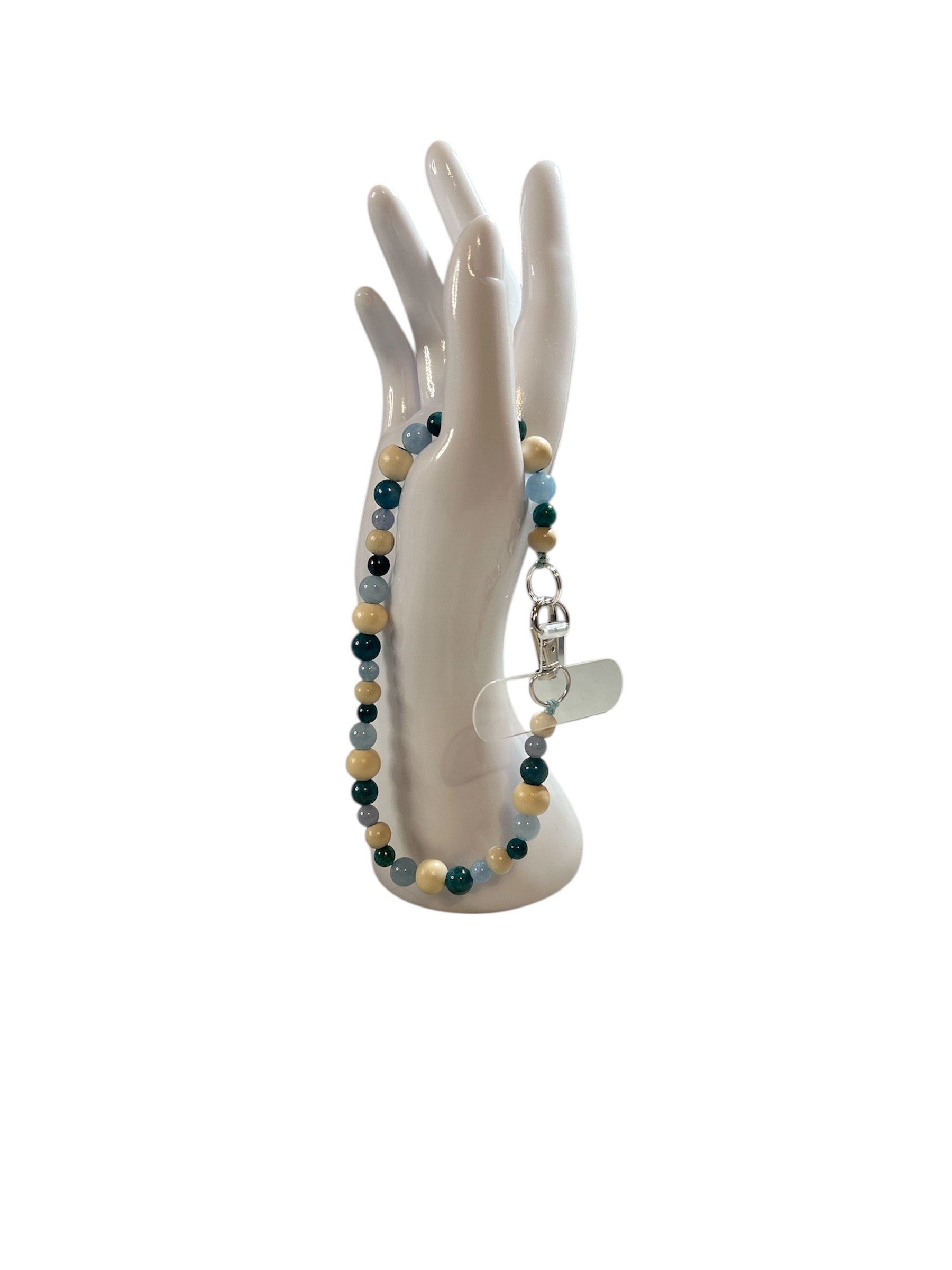 Attache cellulaire aigue marine et apatite bleue