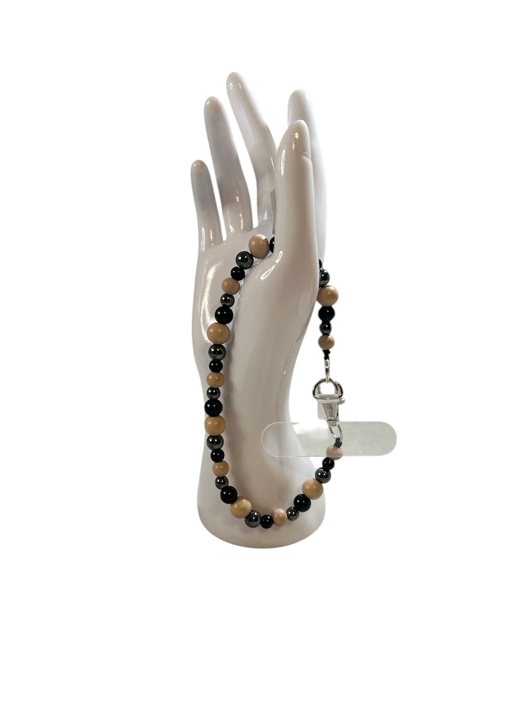 Attache cellulaire obsidienne et hématite