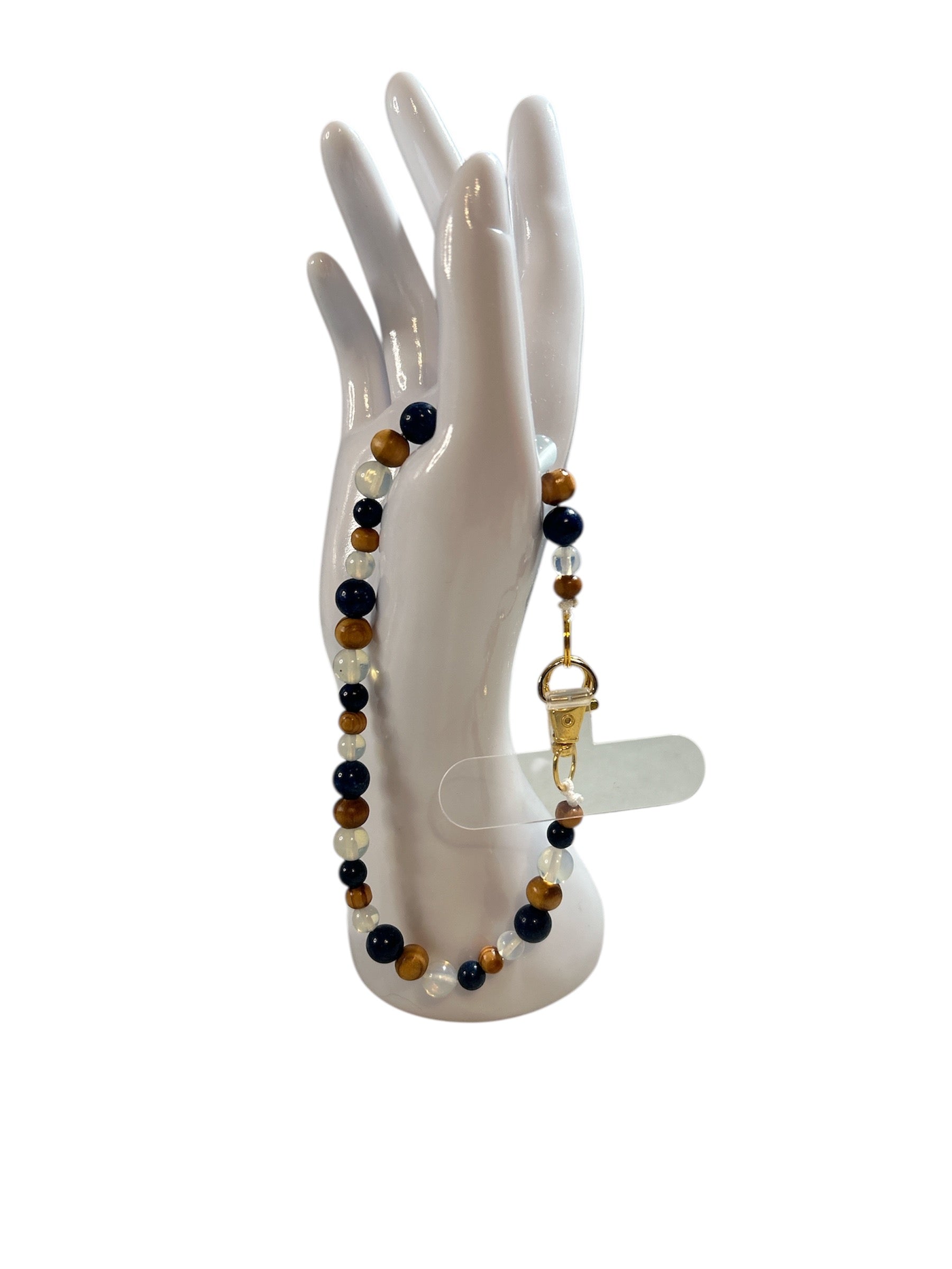 Attache cellulaire opaline et lapis lazuli