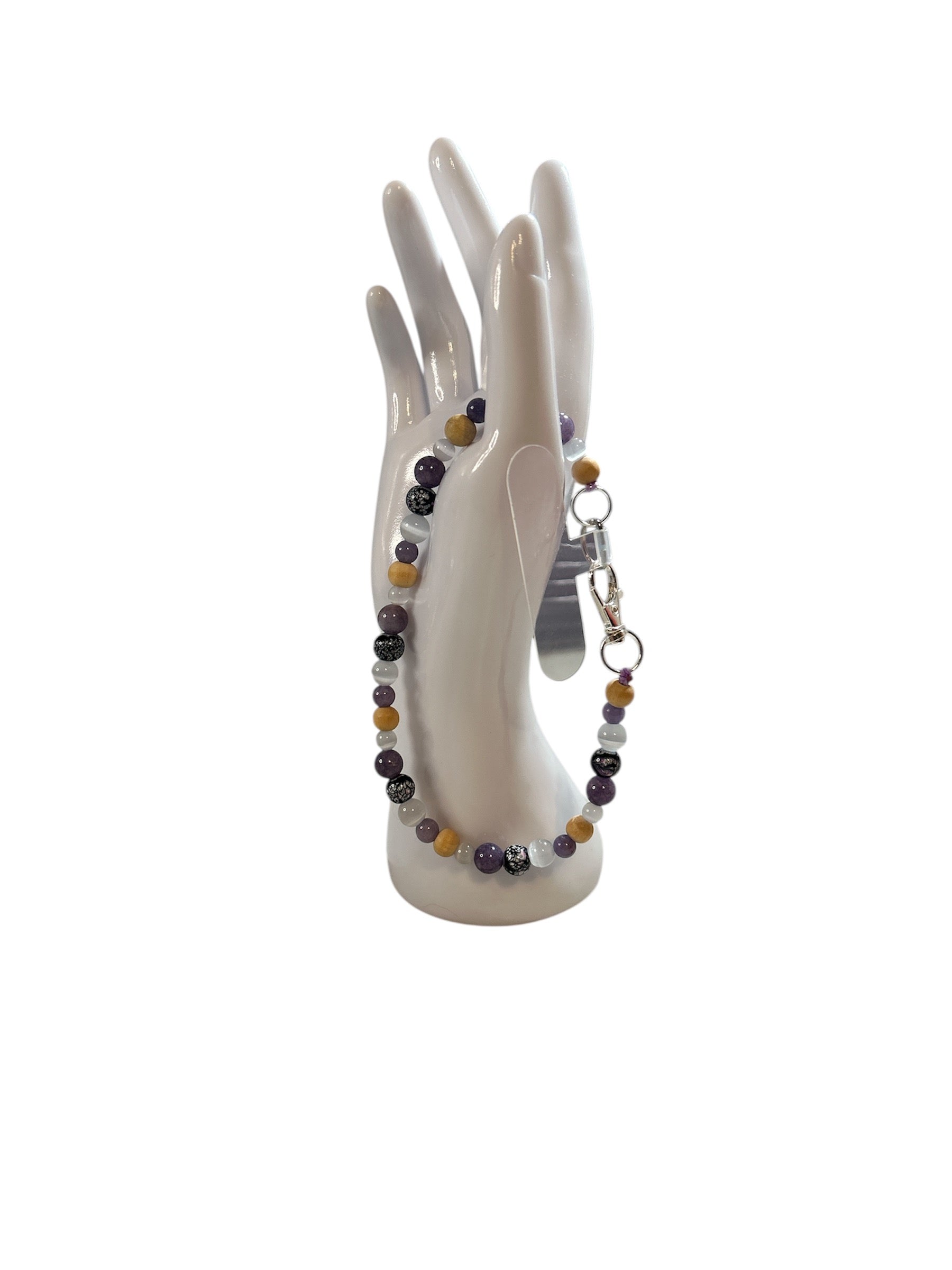 Attache cellulaire Angélite et pierre de lune